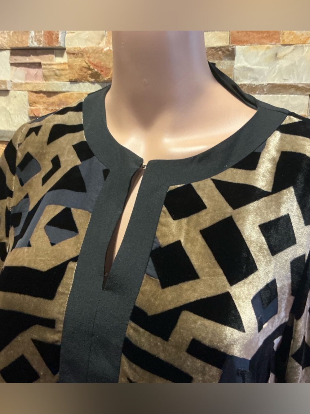 Etro Deco Silk Velvet Devore Top in Gold and Black - Picture 5 of 9